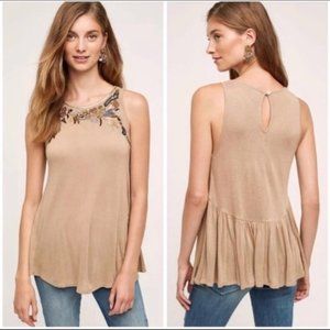 Urban Outfitters Tan Embellished Peplum Tank Top